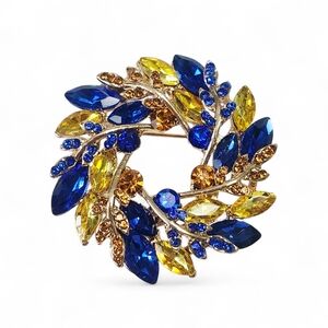 Leaves Multi Colour Brooch  Pin 1.25"